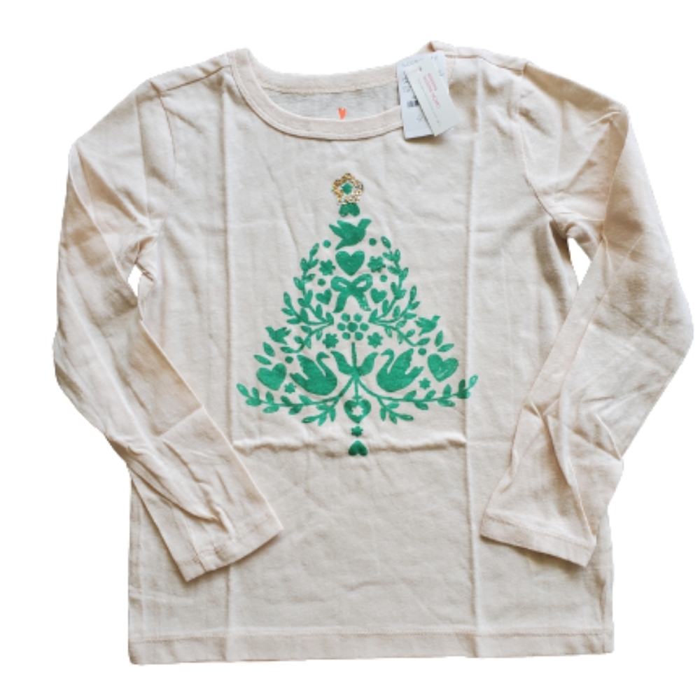 Crewcuts girls holiday long sleeves tshirt, small 6-7, off white - Picture 2 of 5